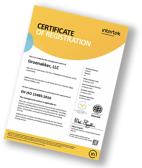 ISO 13485:2016 certificate
